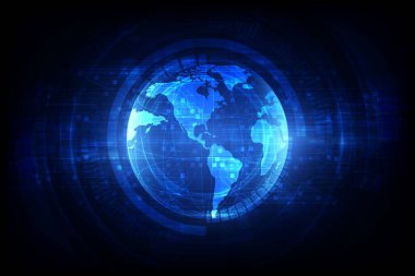 dijital küresel simülasyon teknolojisi, uydu soyut arkaplan vektörü