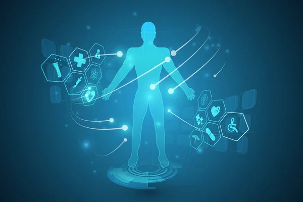 hud arayüzü sanal hologram gelecekteki sistem sağlık hizmetleri yenilik kavramı arka planı