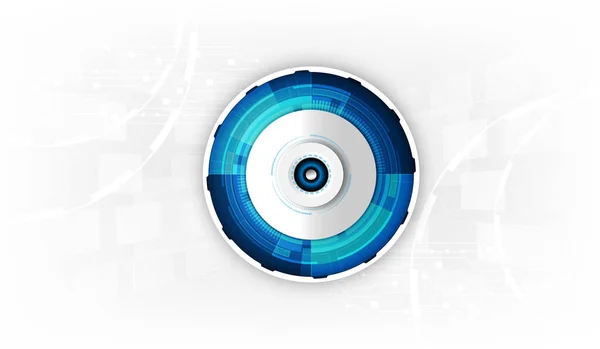 ベクトルイラスト概要 回路基板上の未来的な眼球 高コンピュータ技術 — ストックベクタ