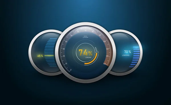 Snelheidsmeters Voor Het Dashboard Analoge Apparatuur Voor Het Meten Van — Stockvector