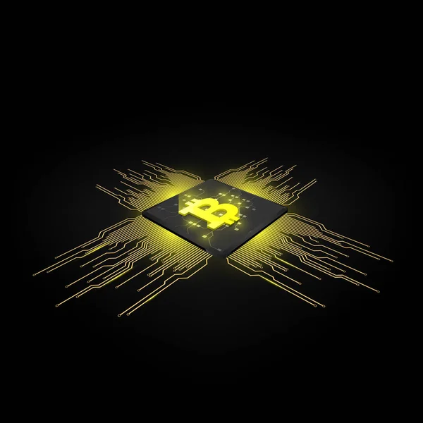 Abstrait Monnaie Numérique Bitcoin Avec Blockchain Illustration Vectorielle — Image vectorielle