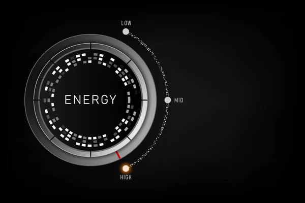 Concepto Alto Nivel Energía Botón Control Nivel Eficiencia Posición Alta — Vector de stock