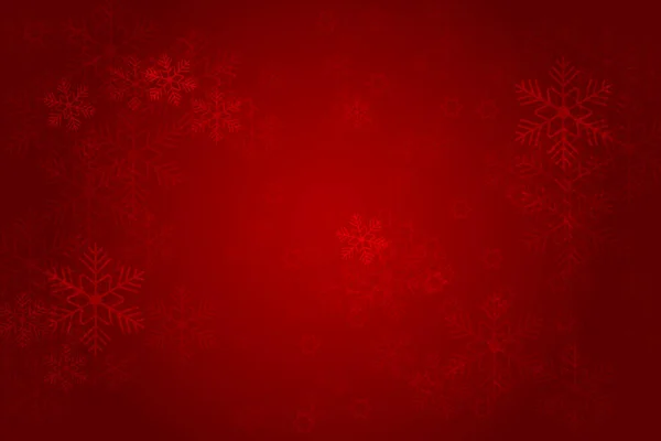 Christmas Red Background Glowing Snowflakes Bokeh Vertor Illustration — Stock Vector