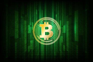 dijital bitcoin para birimi altın arkaplan. vektör illüstrasyonu