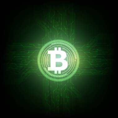 dijital bitcoin para birimi altın arkaplan. vektör illüstrasyonu