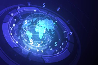 Para transferi. Küresel para birimi. Borsa 'da. Stok vektör illüstrasyonu.