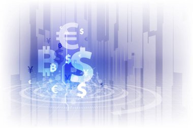 Para transferi. Küresel para birimi. Borsa 'da. Stok vektör illüstrasyonu eps10.