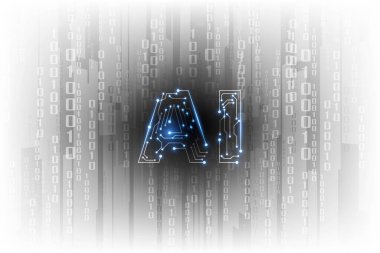 Yapay zeka. Devre kartlı soyut geometrik insan kafası taslağı. Teknoloji ve mühendislik geçmişi. Vektör illüstrasyonu