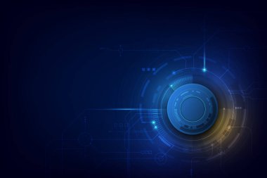 Vektör illüstrasyon dişli ve devre kartı, yüksek teknoloji dijital teknoloji ve mühendislik, dijital telekom teknolojisi konsepti. eps10