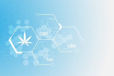 Moleküler yapı kimya formülü tetrahydrocannabinol medikal kenevir şablon vektörü eps10