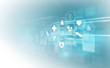 sağlık hizmeti ikonu desenli tıbbi yenilik kavramı arka plan tasarımı