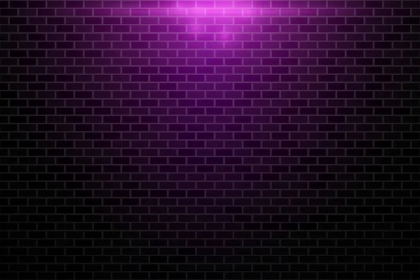 Night Show Brick Wall Background Illuminated Spotlights Vector Illustration — Stock Vector