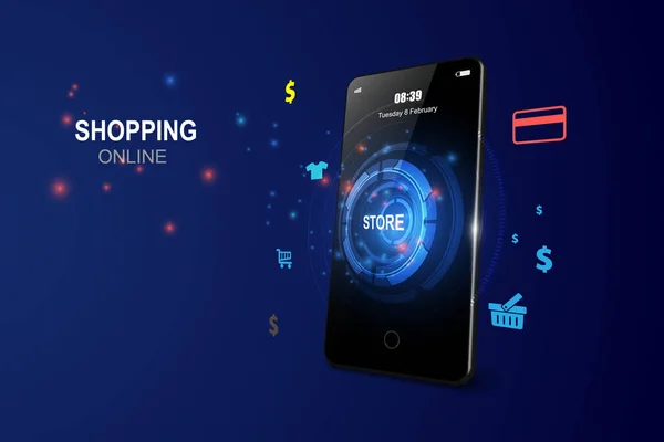 Shopping Online on Website or Mobile Application  Concept Marketing. vector illustration