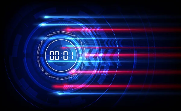 Abstract Futuristic Technology Sfondo Con Concetto Timer Numerico Digitale Countdown — Vettoriale Stock
