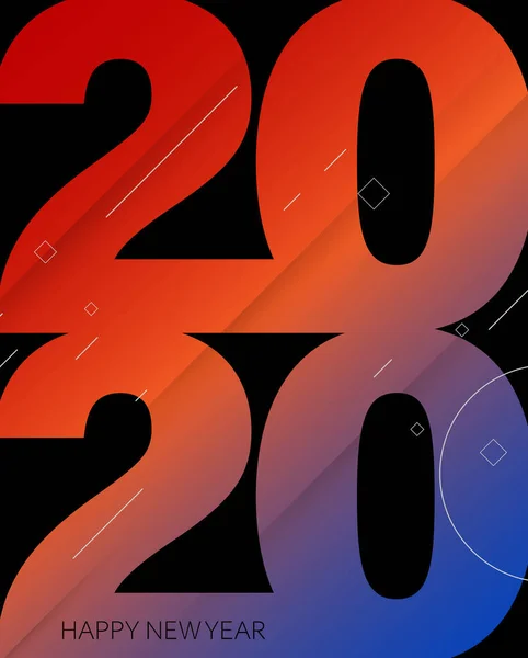2020 Bahagia Desain Kartu Ucapan Tahun Baru Ilustrasi Vektor Liburan - Stok Vektor