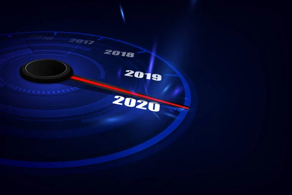 Tahun Baru 2020 Speedometer Mobil Indikator Merah Pada Latar Belakang - Stok Vektor