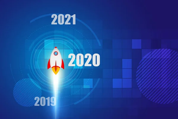 Tahun Baru 2020 Roket Ruang Angkasa - Stok Vektor