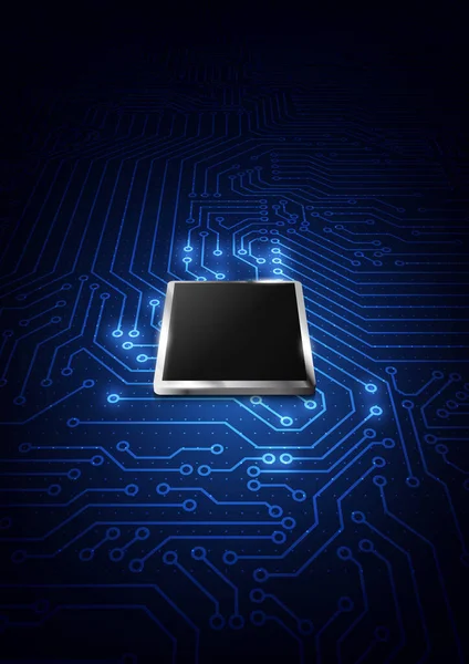 Cpu Chip Und Platine Blauer Mikroprozessor Hintergrund — Stockvektor