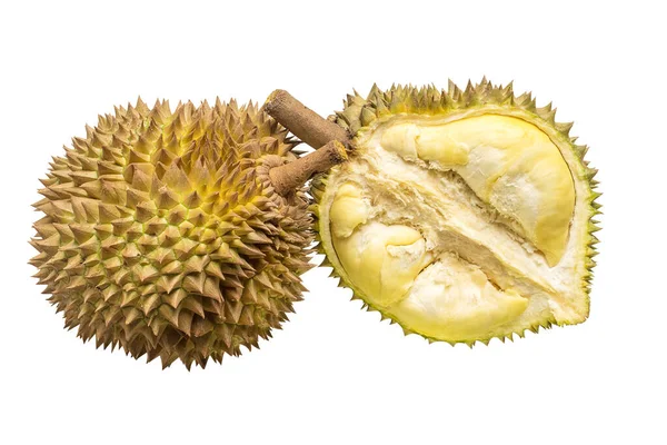 Custardy Bladożółte Mięso Wewnątrz Kolczastej Łuski Duriana Popularny Owoc Silnym — Zdjęcie stockowe