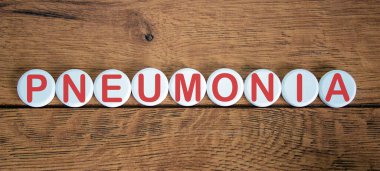 COVID-19 Pandemic Coronavirus konsepti. Yazıt zatürresi olan ahşap daireler..