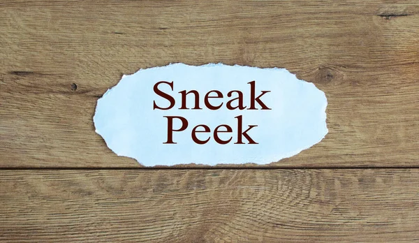 Text Sneak Peek Piece Paper Beautiful Wooden Background Business Concept — Stock Photo, Image