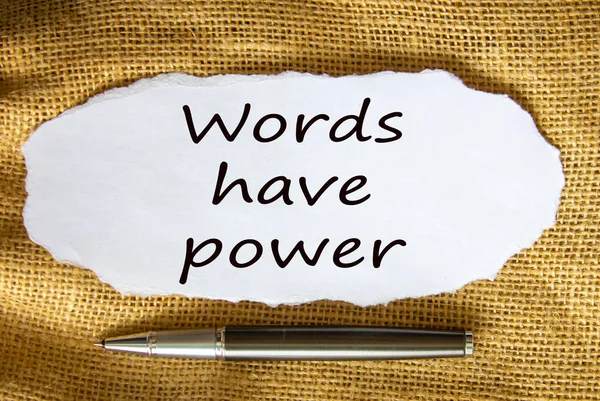 Text Words Have Power White Paper Metalic Pen Beautiful Canvas — Stock Photo, Image
