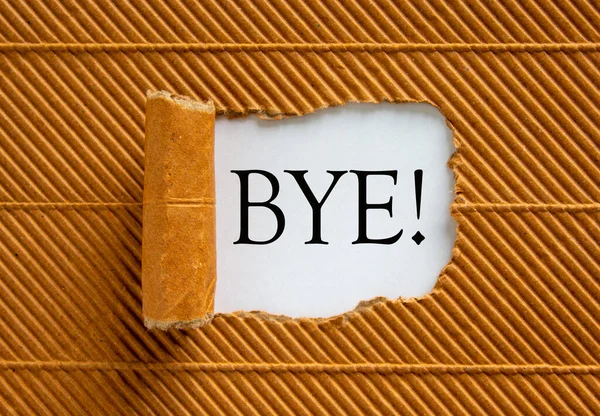 Word Bye Appearing Torn Brown Paper Business Concept — Stock Photo, Image