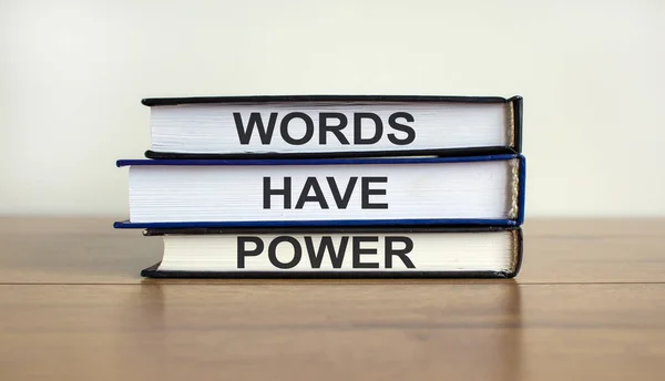 Books Text Words Have Power Beautiful Wooden Table White Background — Stock Photo, Image