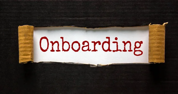 Word Onboarding Appearing Torn Black Paper Beautiful Background Business Concept — Stock Photo, Image