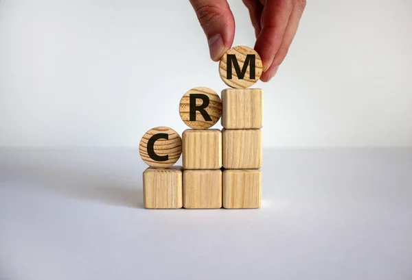 Concept Words Crm Customer Relationship Management Wooden Cubes Circles Beautiful — Stock Photo, Image