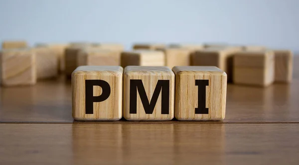 Concept Word Pmi Cubes Beautiful Wooden Table White Background Business — Stock Photo, Image