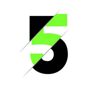 5 numaralı modern kesim logosu. Basit simge, şablon tasarımı