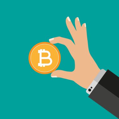 El ele tutuşan bitcoin. İş konsepti.