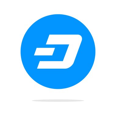 Dashcoin simgesi. Vektör illüstrasyon biçimi, mavi renk varyantları olan düz bir ikonik çizgi para sembolüdür. Web ve yazılım arayüzleri için tasarlandı.