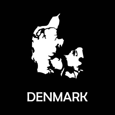 Beyaz arkaplan vektörü üzerinde Danimarka haritası, Beyaz Vektör İllüstrasyonunda Danimarka Ana Hattı Siyah Harita, Yüksek detaylı siyah illüstrasyon haritası.