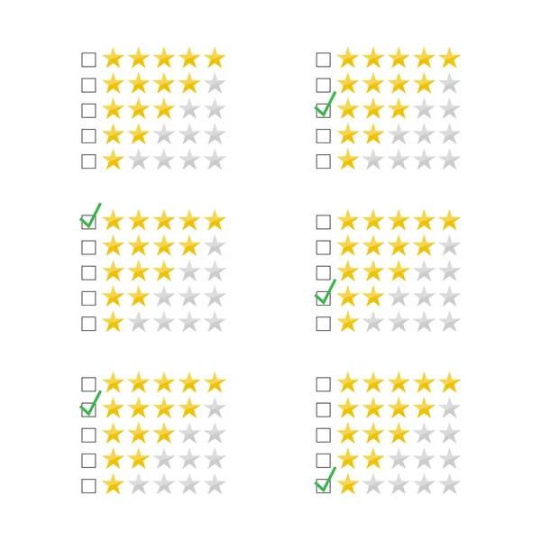 Rating Stars Set Šablona Hodnocení Hvězd Kolekce Hodnocení Seznamu Hvězd — Stockový vektor