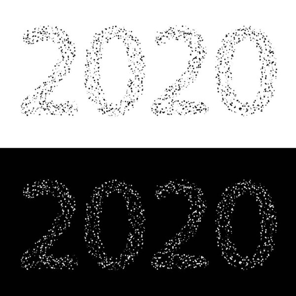 Растворенный текст 2020 года - векторная иконка с эффектом дезинтеграции. Прямоугольные элементы состоят из растворяющейся формы текста 2020 года
.