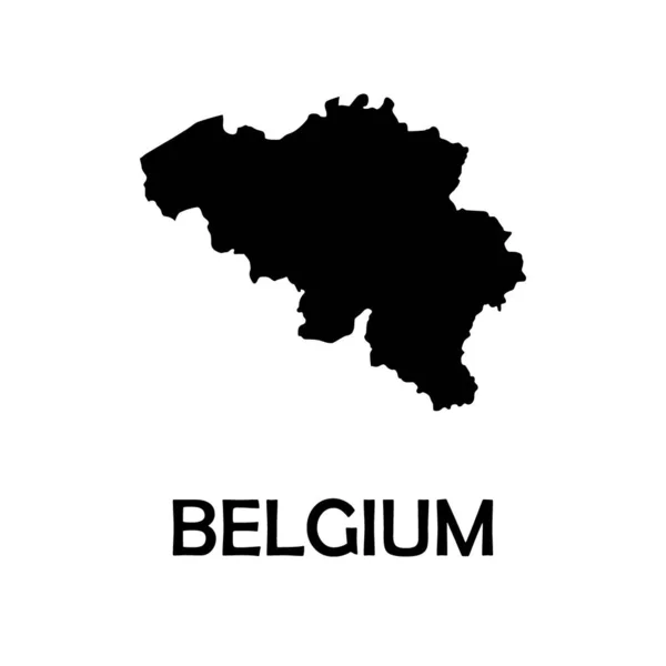 Czarna Mapa Belgii Biały Wektor Tła — Wektor stockowy