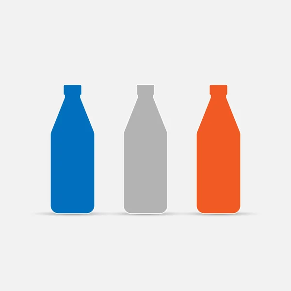 Vektor Set Von Transparenten Verschiedenen Farben Flasche Für Wasser Saft — Stockvektor