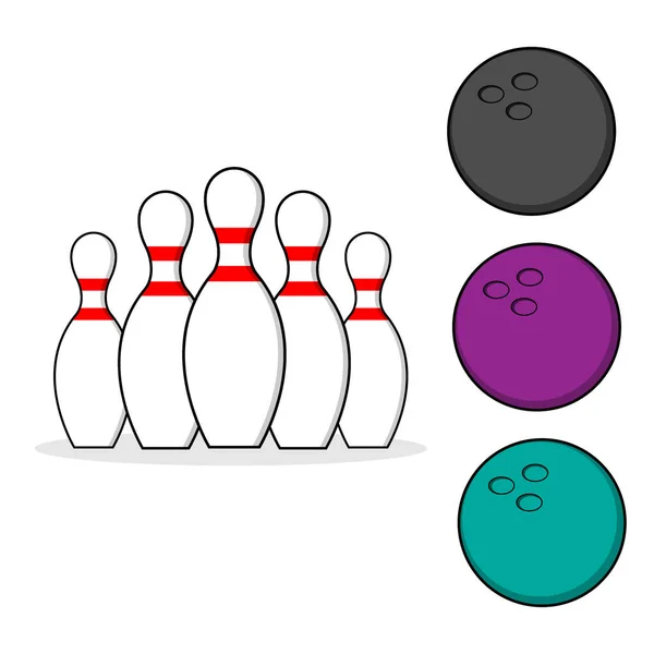 Bowling Takımı Tasarımın Için Skittles Bowling Topu Vektör Illüstrasyonu — Stok Vektör