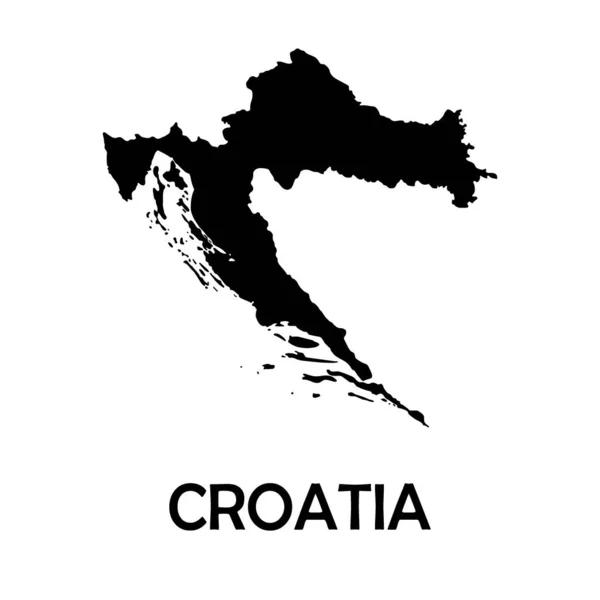 Černá Mapa Chorvatska Vektor Bílého Pozadí — Stockový vektor