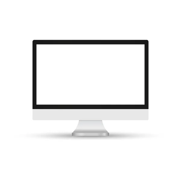 Pantalla Monitor Computadora Moderna Con Pantalla Blanco Aislada Sobre Fondo — Vector de stock