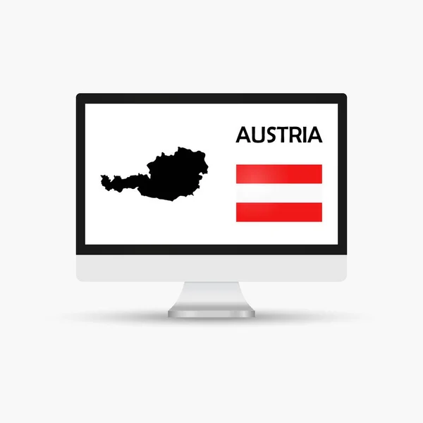 Комп Ютерний Монітор Прапором Країною Австрія — стоковий вектор