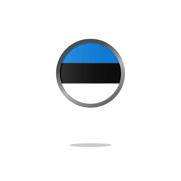 Bandiera Dell Estonia Come Icona Rotonda Lucida Pulsante Con Bandiera — Vettoriale Stock
