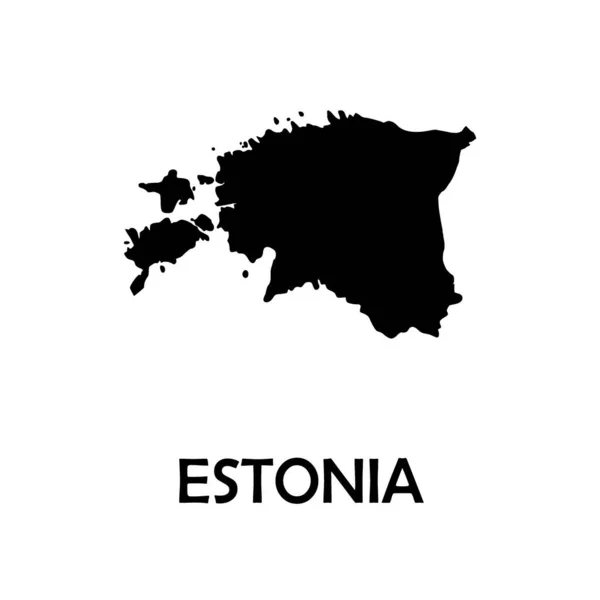 Vektorová Mapa Estonsko Izolovaná Vektorová Ilustrace Černá Bílém Pozadí Ilustrace — Stockový vektor