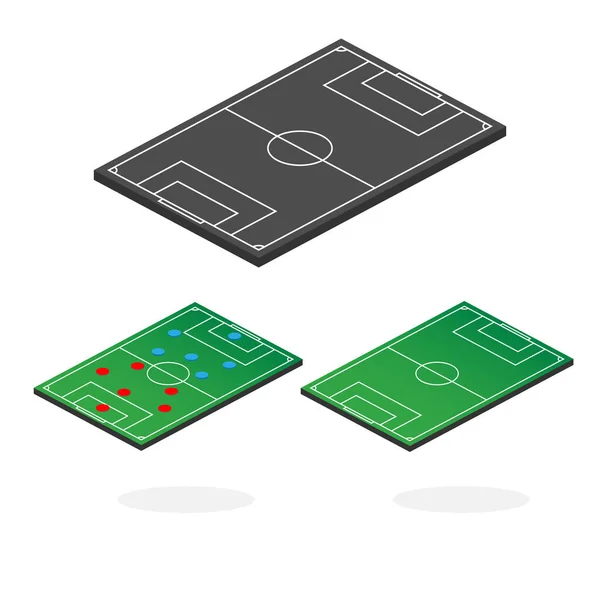 Voetbalveld Voetbalveld Collectie Geïsoleerd Witte Achtergrond Perspectieve Elementen Vectorillustratie — Stockvector