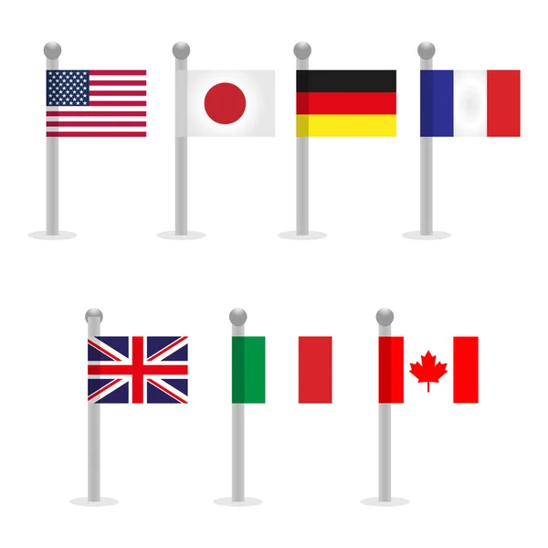 G7と加盟国のグループ旗ベクトル図 — ストックベクタ