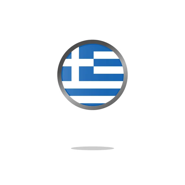 Bandera Grecia Como Icono Brillante Redondo Botón Con Bandera Griega — Vector de stock