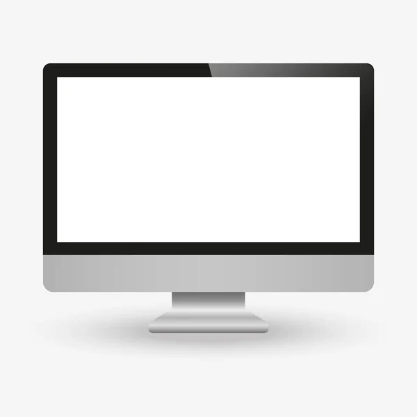 Monitor Color Negro Estilo Con Pantalla Blanco Aislado Fondo Gris — Vector de stock