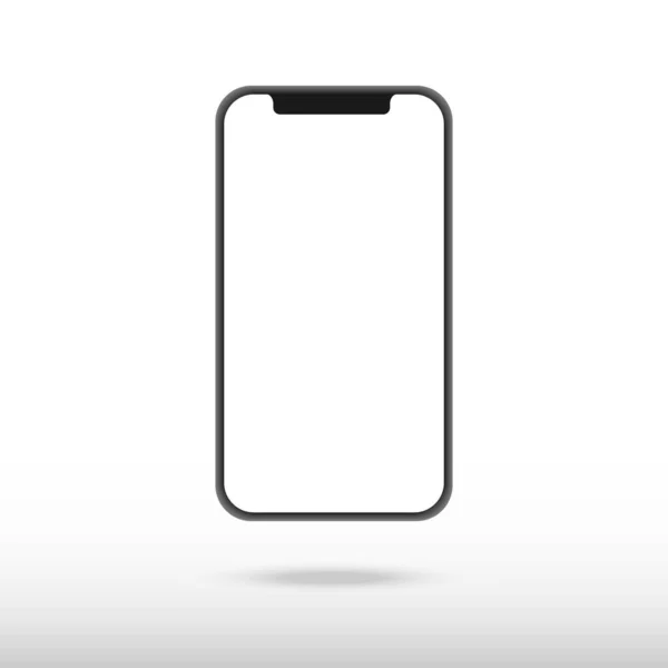 空白の白い画面とIphonxに似た黒のスリムスマートフォンの新バージョン 現実的なベクトル図 — ストックベクタ
